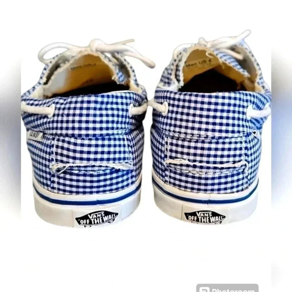 Vans Sneakers Shoes Blue White Gingham Canvas Womens 5.5 Mens 4 - Picture 3 of 5